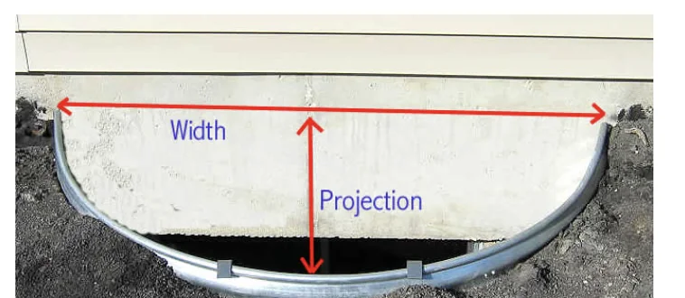 How to measure a window well — Width across the top and Projection from the wall out