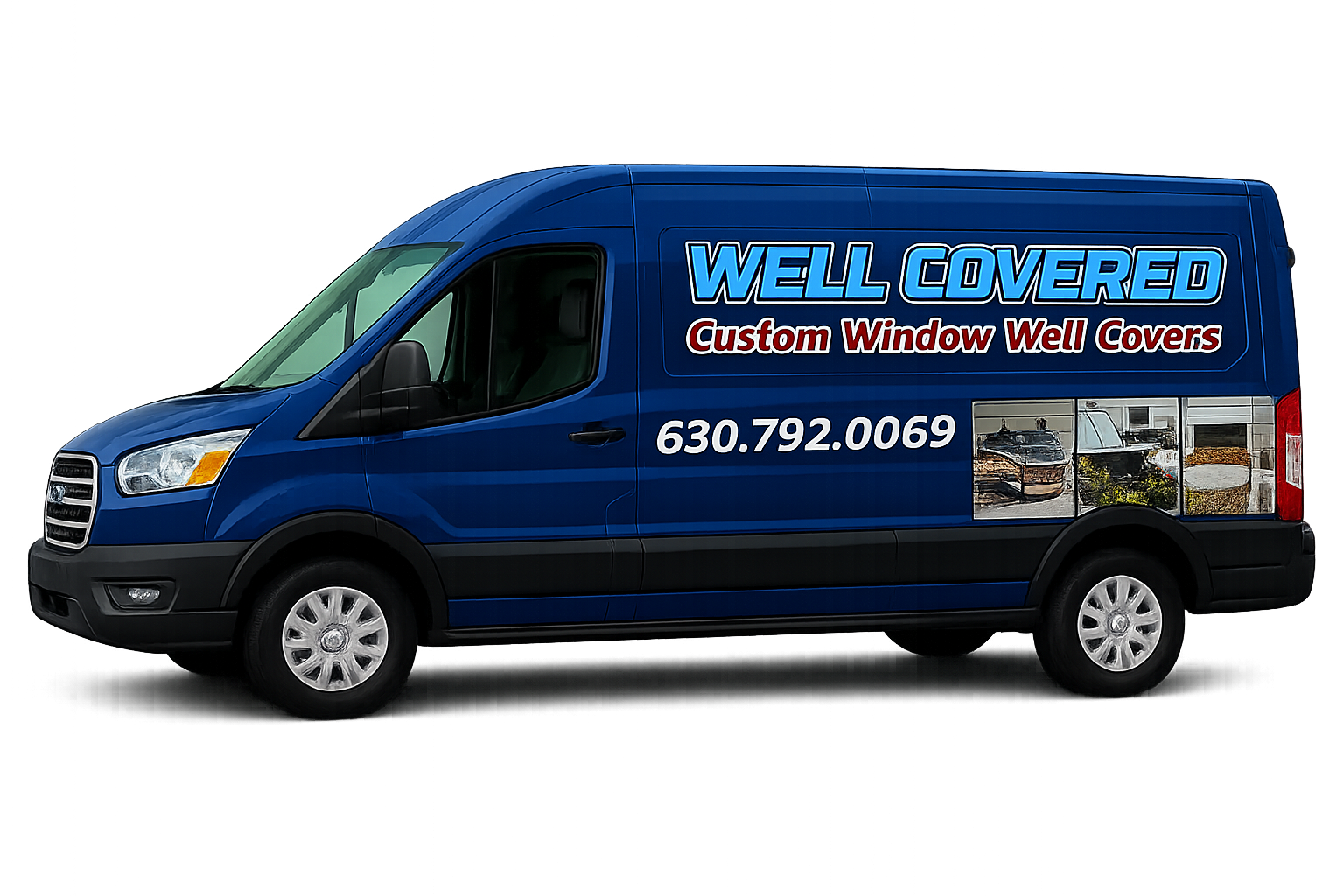 Well Covered Window Wells service van with phone number 630-792-0069