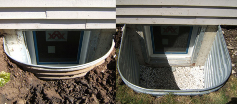 Before and after window well cover installation